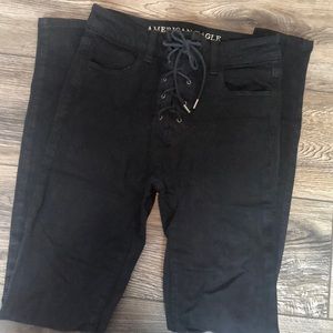 Lace up skinny jeans